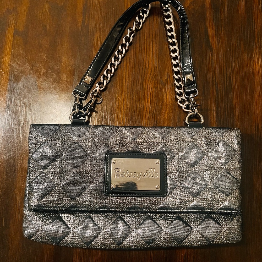Used Betsey Johnson Metallic Quilted Shoulder Bag